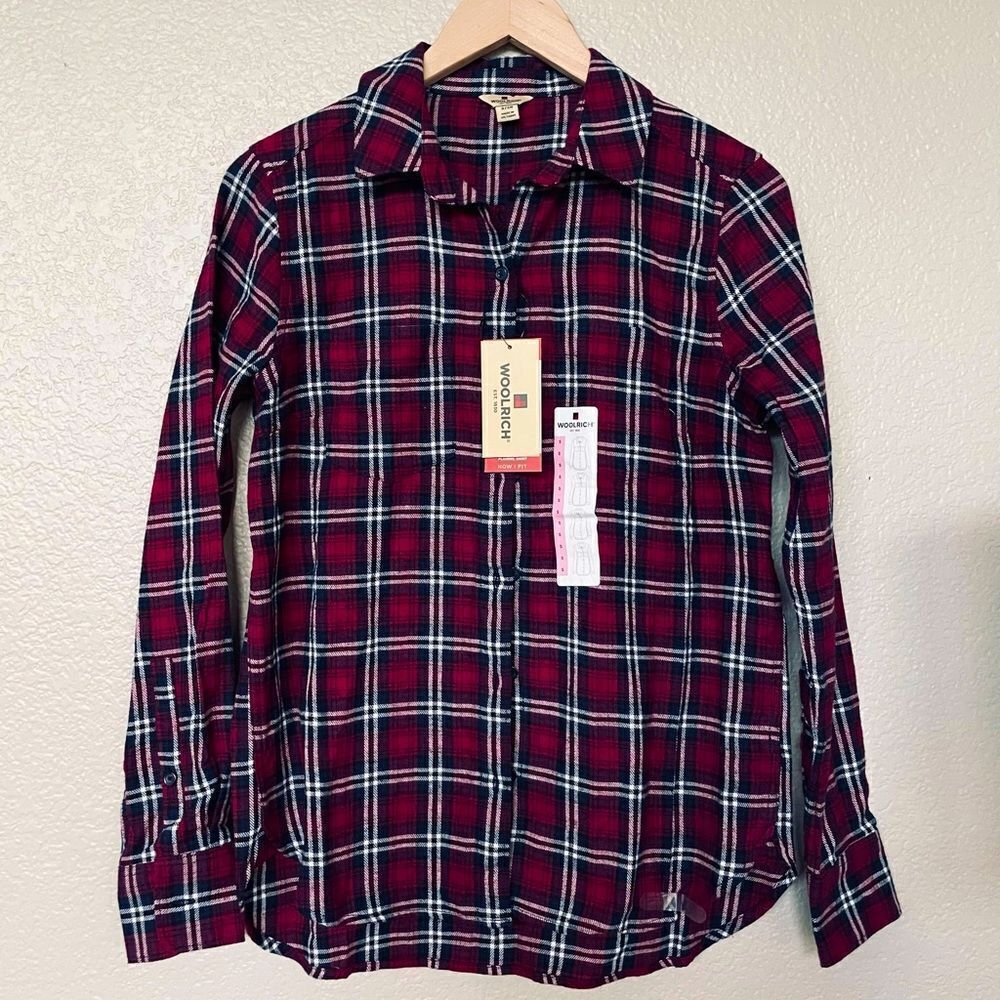 Woolrich Flannel Long Sleeve Red Plaid Winter Top S